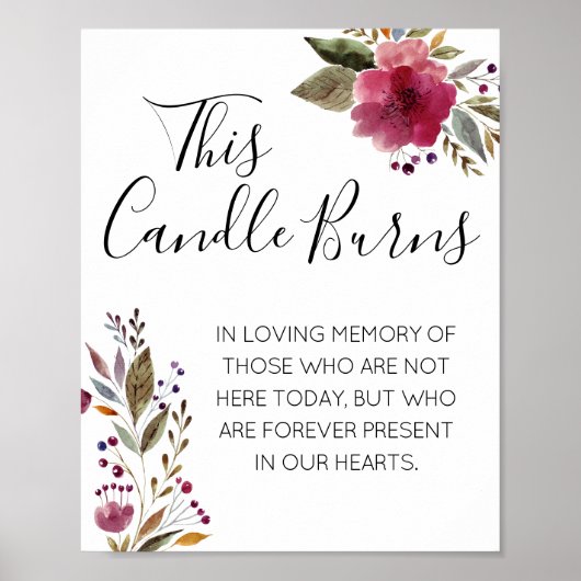 Deze kaars brandt Waterverf trouwmonument Poster (Voorkant)