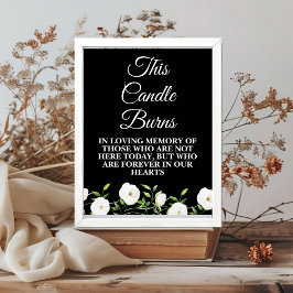 Deze kaars brandt witte bloemen monument poster