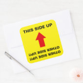 "Deze kant omhoog" "Andere kant omhoog!" Funny Shi Vierkante Sticker (Envelop)
