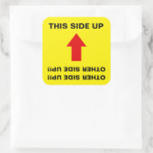"Deze kant omhoog" "Andere kant omhoog!" Funny Shi Vierkante Sticker (Tas)
