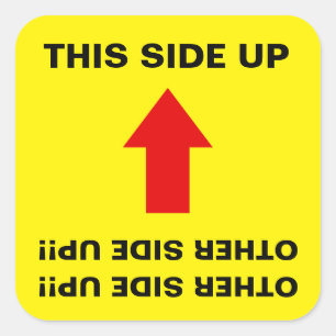 "Deze kant omhoog" "Andere kant omhoog!" Funny Shi Vierkante Sticker