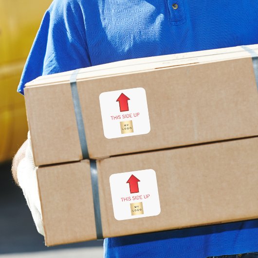 Deze kant op rode pijl business logo vierkante sticker