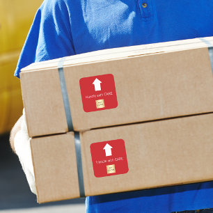 Deze kant op rood witte pijl zorg bedrijf logo vierkante sticker