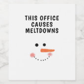 Deze Kantoor veroorzaakt Meltdowns Funny Quote Sno Wijn Etiket (Enkel label)