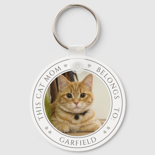 Deze kattenmoeder behoort tot 2 aangepaste Kat fot Sleutelhanger (Achterkant)