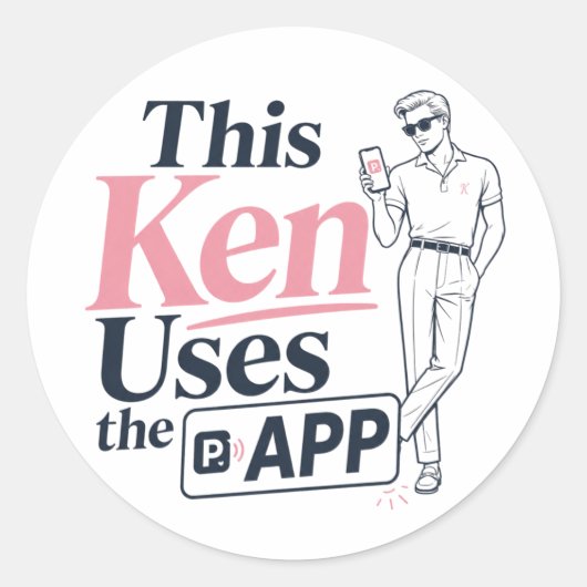 Deze Ken gebruikt de app Ronde Sticker (Voorkant)