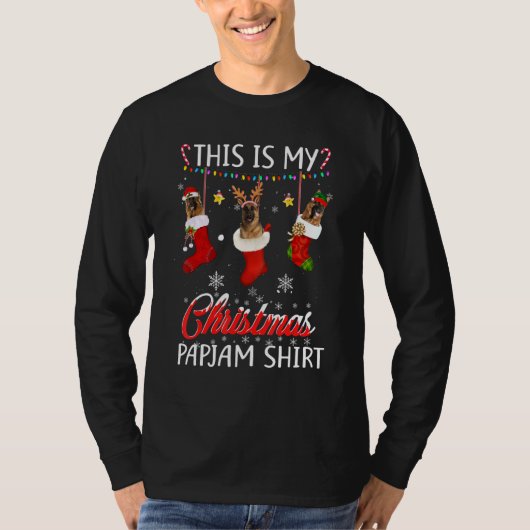 Deze kerst pyjama Duitse hond in Sokken hond T-shirt (Voorkant)