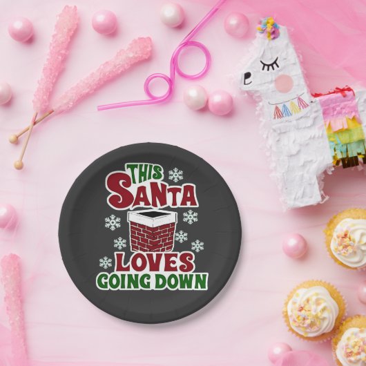 Deze Kerstman houdt ervan om naar beneden te gaan Papieren Bordje (Feest)