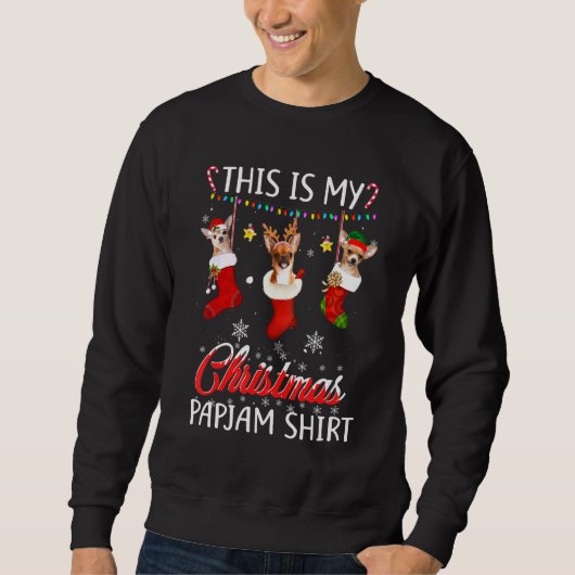 Deze kerstpajama Chihuahua in Sokken Shirt doet da (Voorkant)