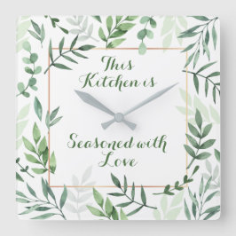 Deze keuken is gekruid met Love Wall Clock Vierkante Klok