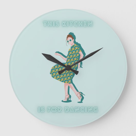 Deze keuken is voor Dansend Green Woman Poster Grote Klok (Voorkant)