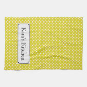 Deze keukenhanddoek van de gele poka personalisere (Horizontaal)