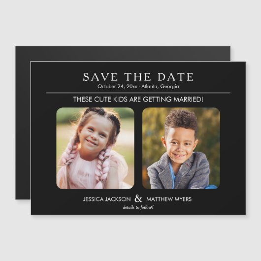 Deze Kinder kinderen trouwen op foto's uit hun kin Magnetische Uitnodiging (Voorkant / Achterkant)