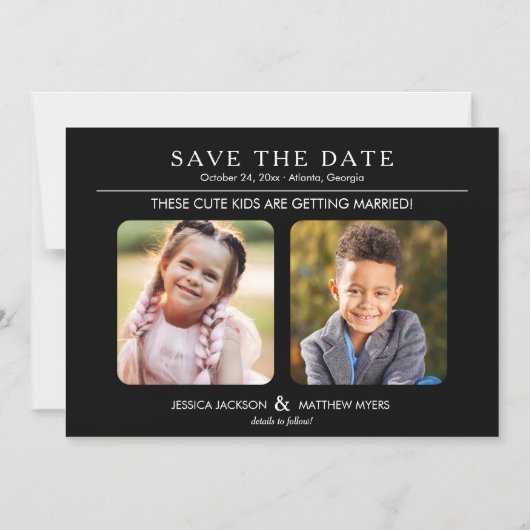 Deze Kinder kinderen trouwen op foto's uit hun kin Magnetische Uitnodiging (Voorkant)