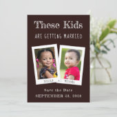 Deze Kinder trouwfoto's zijn grappig zwart Save The Date (Staand voorkant)