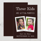 Deze Kinder trouwfoto's zijn grappig zwart Save The Date (Voorkant / Achterkant)