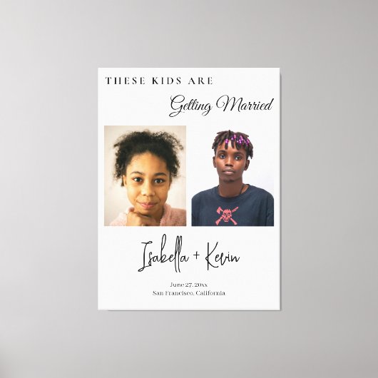 Deze kinderen gaan trouwen Oefen diner Canvas Afdruk (Voorkant)
