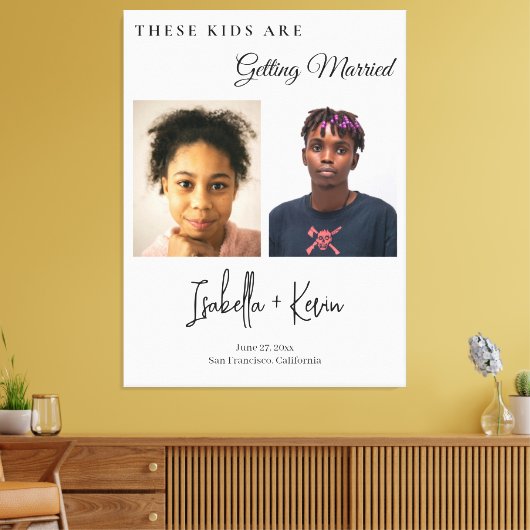 Deze kinderen gaan trouwen Oefen diner Canvas Afdruk (Insitu (Woonkamer))