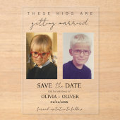 Deze kinderen gaan trouwen, save the date acryl uitnodigingen (Voorkant)