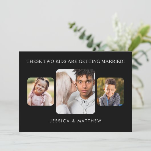 Deze Kinderen trouwen 3 foto's Kaart (Staand voorkant)
