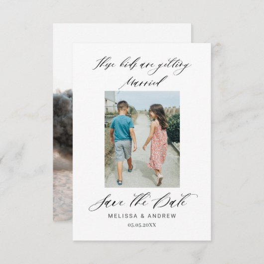 Deze Kinderen worden gehuwd sparen de Datum Save The Date (Voorkant / Achterkant)