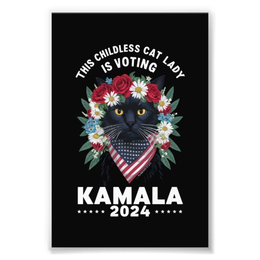 Deze kinderloze Cat Lady Dames stemt Kamala Foto Afdruk (Voorkant)