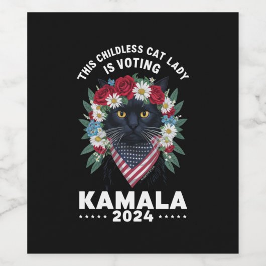 Deze kinderloze Cat Lady Dames stemt Kamala Wijn Etiket (Enkel label)