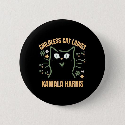 Deze kinderloze Cat Lady Support President Kamala Ronde Button 5,7 Cm (Voorkant)