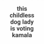 Deze kinderloze hondendame stemt kamala wit sticker (Voorkant)