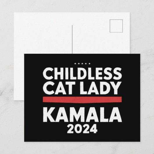 Deze kinderloze kattendame stemt Kamala 2024 Briefkaart (Voorkant / Achterkant)