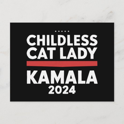 Deze kinderloze kattendame stemt Kamala 2024 Briefkaart (Voorkant)
