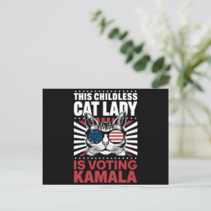 Deze kinderloze kattendame stemt Kamala 2024 Briefkaart