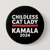 Deze kinderloze kattendame stemt Kamala 2024 Ronde Button 7,6 Cm (Voorkant)