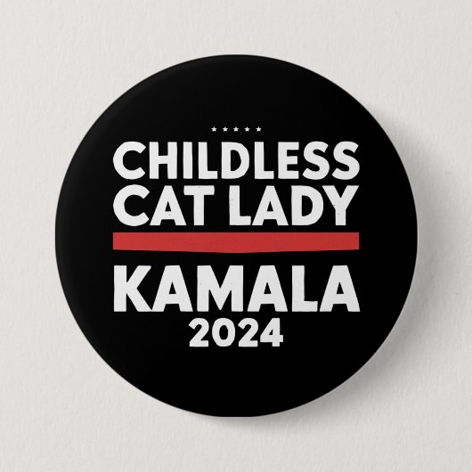 Deze kinderloze kattendame stemt Kamala 2024 Ronde Button 7,6 Cm (Voorkant)