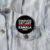 Deze kinderloze kattendame stemt Kamala 2024 Ronde Button 7,6 Cm (In situ)