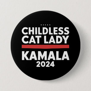 Deze kinderloze kattendame stemt Kamala 2024 Ronde Button 7,6 Cm