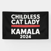 Deze kinderloze kattendame stemt Kamala 2024 Spandoek (Horizontaal)