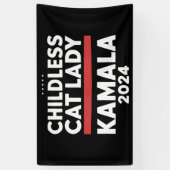 Deze kinderloze kattendame stemt Kamala 2024 Spandoek (Verticaal)
