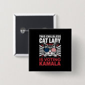 Deze kinderloze kattendame stemt Kamala 2024 Vierkante Button 5,1 Cm (Voorkant /achterkant)