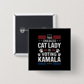 Deze kinderloze kattendame stemt Kamala 2024 Vierkante Button 5,1 Cm (Voorkant /achterkant)