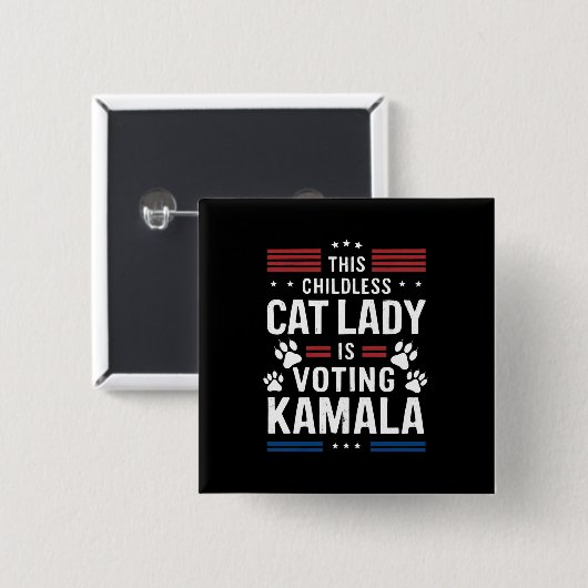 Deze kinderloze kattendame stemt Kamala 2024 Vierkante Button 5,1 Cm (Voorkant /achterkant)