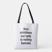Deze kinderloze kattendame stemt kamala grappig tote bag (Achterkant)
