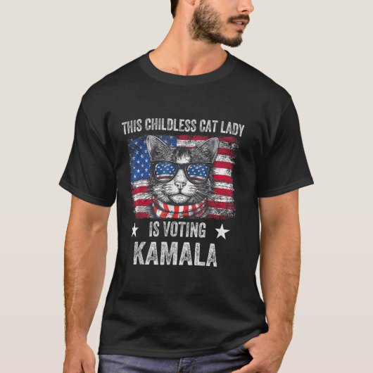 Deze kinderloze kattendame stemt Kamala Harris 20 T-shirt (Voorkant)