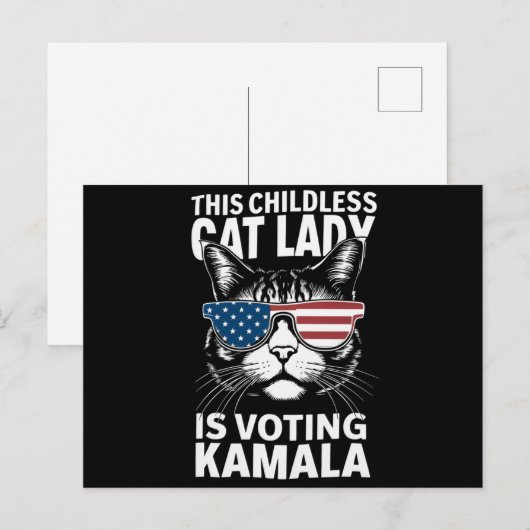 Deze kinderloze kattendame stemt Kamala-Harris 24 Briefkaart (Voorkant / Achterkant)