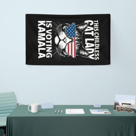 Deze kinderloze kattendame stemt Kamala-Harris 24 Spandoek (Beurs)