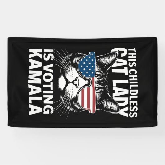 Deze kinderloze kattendame stemt Kamala-Harris 24 Spandoek (Horizontaal)