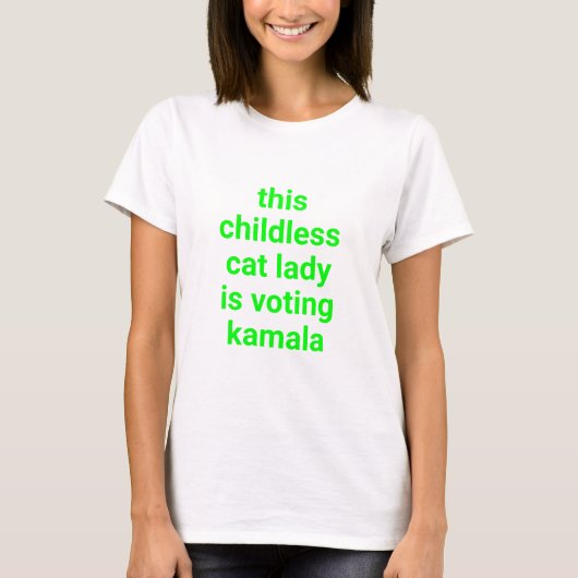 Deze kinderloze kattendame stemt kamala neon t-shirt (Voorkant)