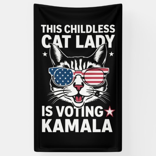 Deze kinderloze kattendame stemt Kamala-verkiezing Spandoek (Verticaal)