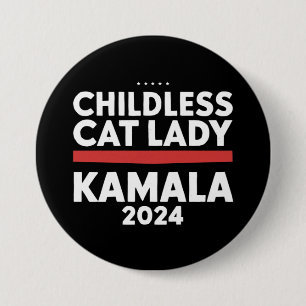 Deze kinderloze kattenvrouw stemt Kamala 2024 Ronde Button 7,6 Cm