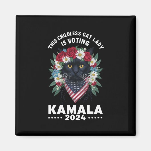 Deze kinderloze kattenvrouw stemt op Kamala Magneet (Voorkant)